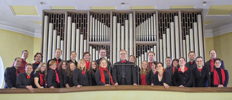 Foto vom Chor Senti Voces vor der Orgel